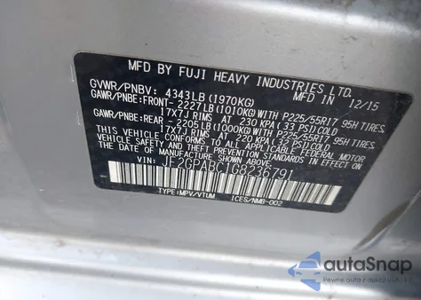 2016 Subaru Crosstrek 2.0I Premium from USA, damaged, VIN JF2GPABC1G8236791